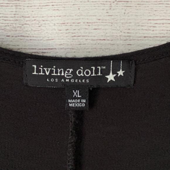 Living Doll Black Dress with Criss Cross Front V Neck Elbow Length Sleeves XL - Picture 10 of 11